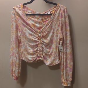 NWT Free People Top XS Ivory Pink